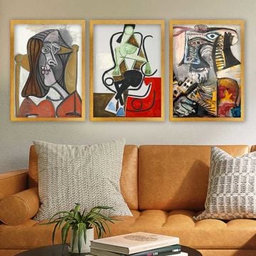 Pablo Picasso 3 Parça Altın Çerçeveli Tablo