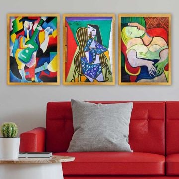 Pablo Picasso 3 Parça Altın Çerçeveli Tablo