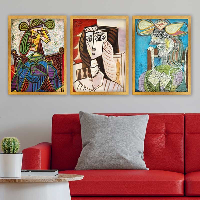 Pablo Picasso 3 Parça Altın Çerçeveli Tablo