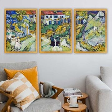 Vincent Van Gogh 3 Parça Altın Çerçeveli Tablo