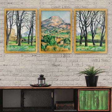 Paul Cezanne 3 Parça Altın Çerçeveli Tablo