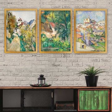 Paul Cezanne 3 Parça Altın Çerçeveli Tablo