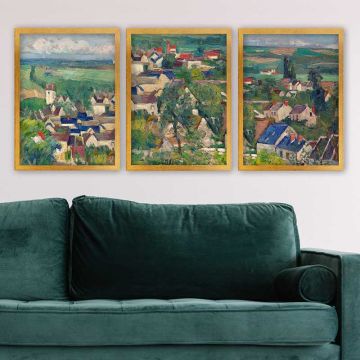 Paul Cezanne 3 Parça Altın Çerçeveli Tablo