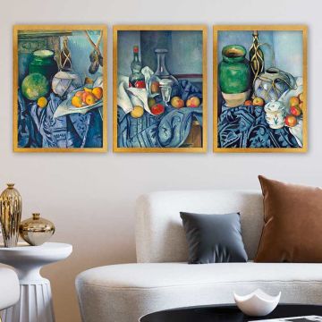 Paul Cezanne 3 Parça Altın Çerçeveli Tablo