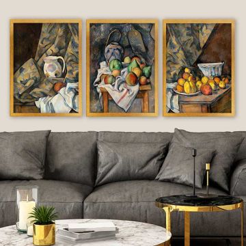 Paul Cezanne 3 Parça Altın Çerçeveli Tablo