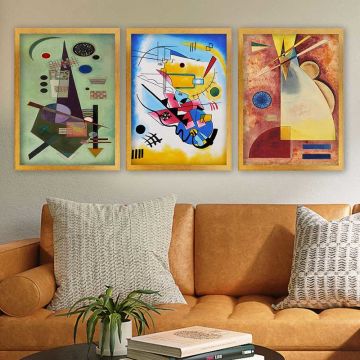 Wassily Kandinsky 3 Parça Altın Çerçeveli Tablo