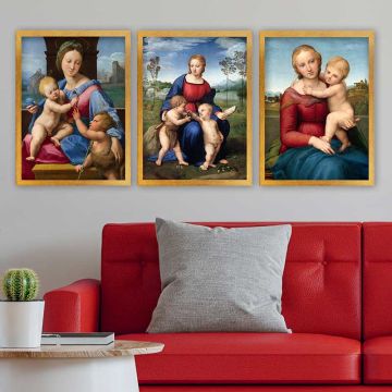 RAFFAELLO 3 Parça Altın Çerçeveli Tablo