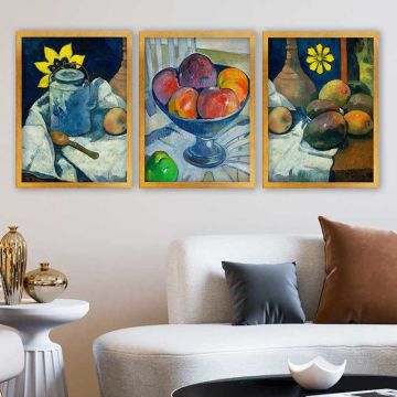PAUL GAUGUIN 3 Parça Altın Çerçeveli Tablo