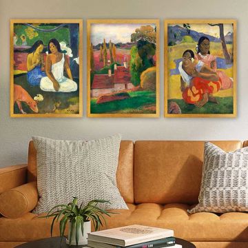 PAUL GAUGUIN 3 Parça Altın Çerçeveli Tablo
