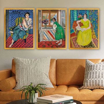 Henri Matisse 3 Parça Altın Çerçeveli Tablo