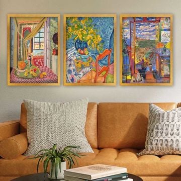 Henri Matisse 3 Parça Altın Çerçeveli Tablo