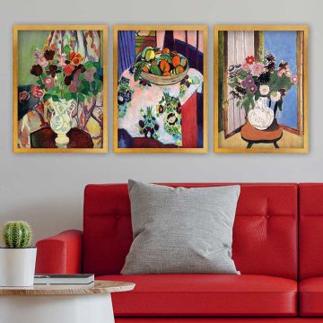 Henri Matisse 3 Parça Altın Çerçeveli Tablo