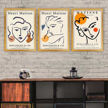 Henri Matisse 3 Parça Altın Çerçeveli Tablo