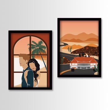 2 Parçalı Siyah Çerçeveli Tablo