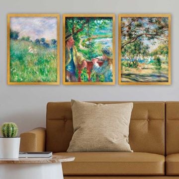 AUGUSTE RENOIR 3 Parça Altın Çerçeveli Tablo