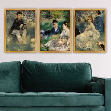 AUGUSTE RENOIR 3 Parça Altın Çerçeveli Tablo