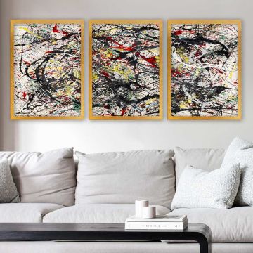 JACKSON POLLOCK 3 Parça Altın Çerçeveli Tablo
