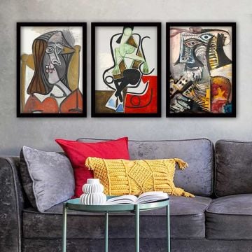 Pablo Picasso 3 Parça Siyah Çerçeveli Tablo