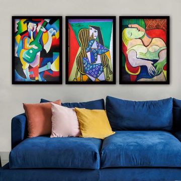 Pablo Picasso 3 Parça Siyah Çerçeveli Tablo