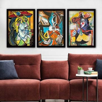 Pablo Picasso 3 Parça Siyah Çerçeveli Tablo