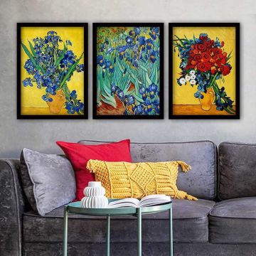 Vincent Van Gogh 3 Parça Siyah Çerçeveli Tablo