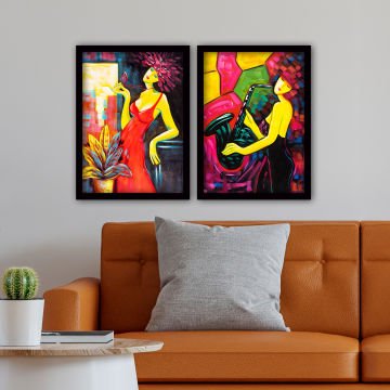 2 Parçalı Siyah Çerçeveli Tablo