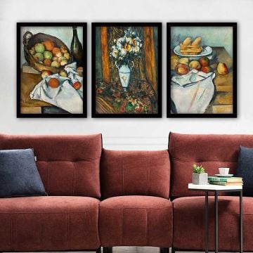 Paul Cezanne 3 Parça Siyah Çerçeveli Tablo