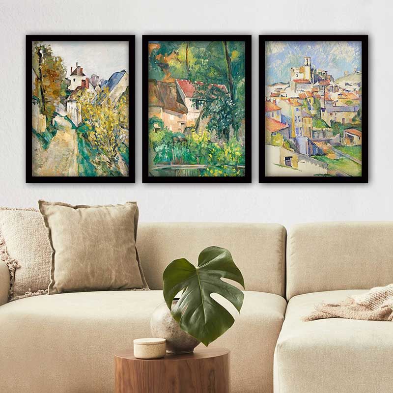 Paul Cezanne 3 Parça Siyah Çerçeveli Tablo