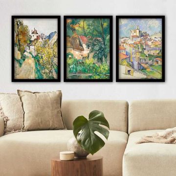 Paul Cezanne 3 Parça Siyah Çerçeveli Tablo
