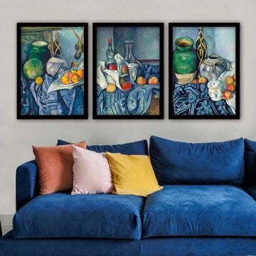 Paul Cezanne 3 Parça Siyah Çerçeveli Tablo