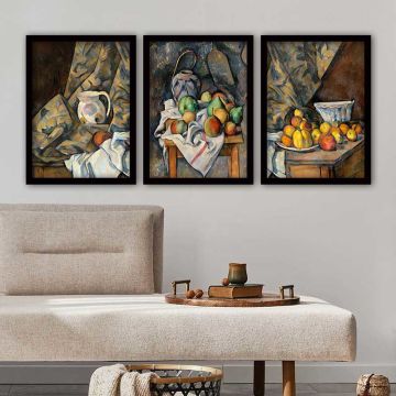 Paul Cezanne 3 Parça Siyah Çerçeveli Tablo