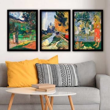 PAUL GAUGUIN 3 Parça Siyah Çerçeveli Tablo
