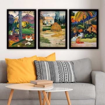 PAUL GAUGUIN 3 Parça Siyah Çerçeveli Tablo