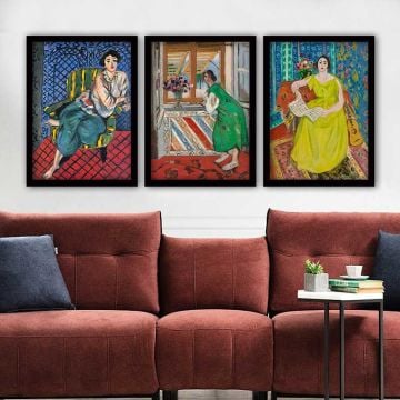 Henri Matisse 3 Parça Siyah Çerçeveli Tablo