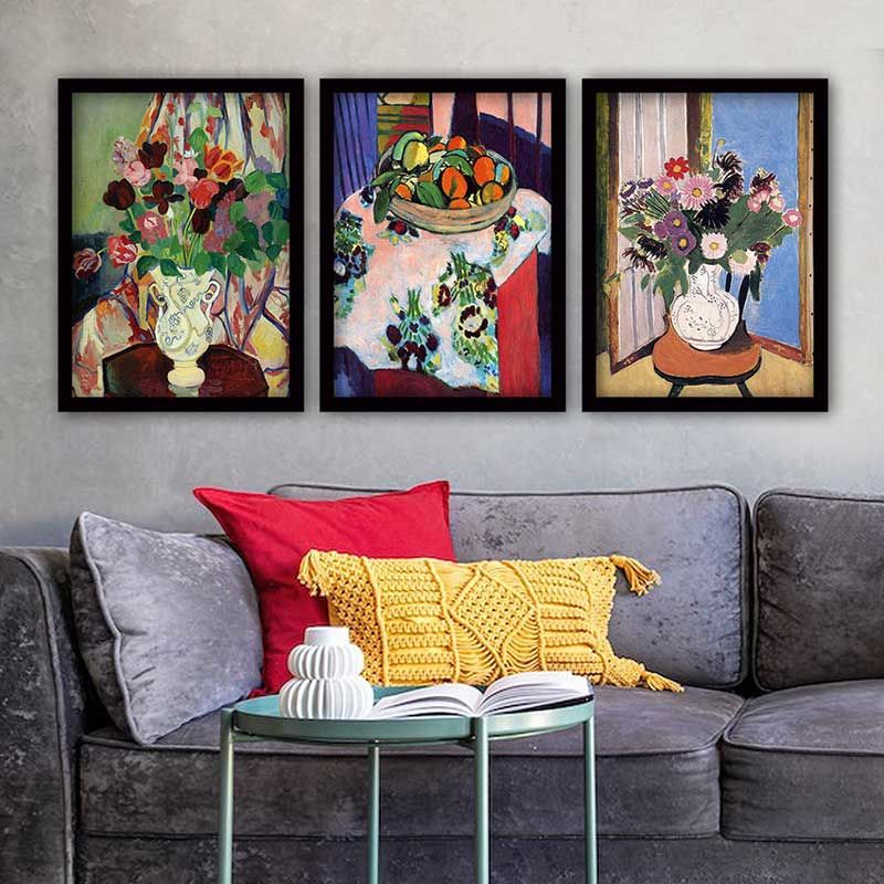 Henri Matisse 3 Parça Siyah Çerçeveli Tablo