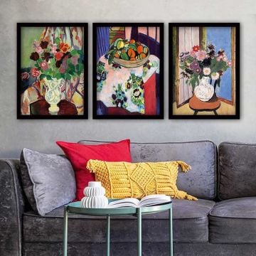 Henri Matisse 3 Parça Siyah Çerçeveli Tablo