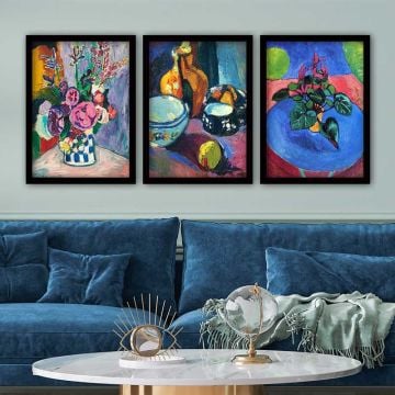 Henri Matisse 3 Parça Siyah Çerçeveli Tablo
