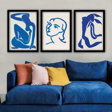 Henri Matisse 3 Parça Siyah Çerçeveli Tablo