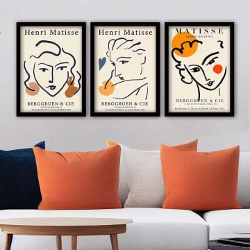 Henri Matisse 3 Parça Siyah Çerçeveli Tablo