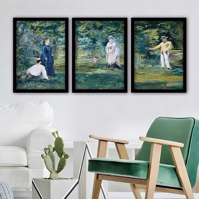 ÉDOUARD MANET 3 Parça Siyah Çerçeveli Tablo