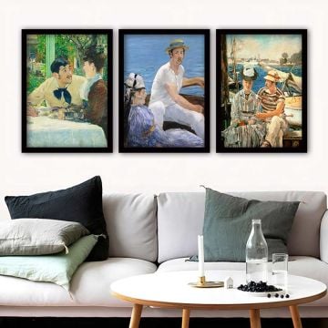 ÉDOUARD MANET 3 Parça Siyah Çerçeveli Tablo