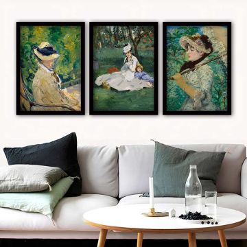 ÉDOUARD MANET 3 Parça Siyah Çerçeveli Tablo