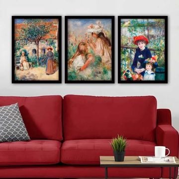 AUGUSTE RENOIR 3 Parça Siyah Çerçeveli Tablo