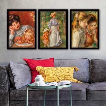 AUGUSTE RENOIR 3 Parça Siyah Çerçeveli Tablo
