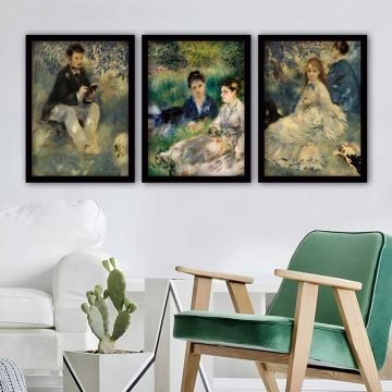 AUGUSTE RENOIR 3 Parça Siyah Çerçeveli Tablo
