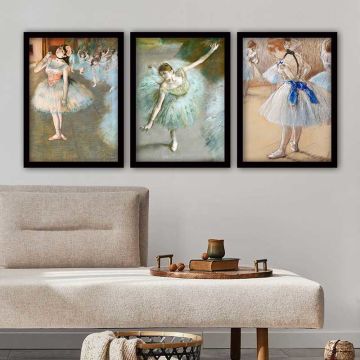 EDGAR DEGAS 3 Parça Siyah Çerçeveli Tablo