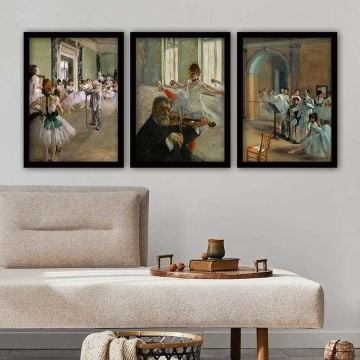 EDGAR DEGAS 3 Parça Siyah Çerçeveli Tablo