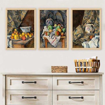Paul Cezanne 3 Parça Naturel Çerçeveli Tablo