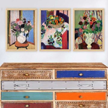 Henri Matisse 3 Parça Naturel Çerçeveli Tablo