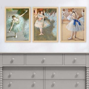 EDGAR DEGAS 3 Parça Naturel Çerçeveli Tablo